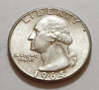 1964 Washington Quarter • AU Slider Look 90% Silver • Strong Detail NMM  X53