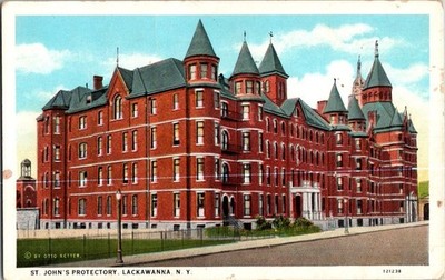 Vintage St. John's Protectory Lackawanna NY Red Brick Building Postcard