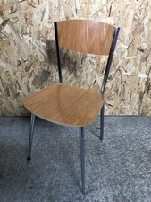 Chaise Métal Chromé + Formica Marron Pieds Compas Années 70 Vintage #D202