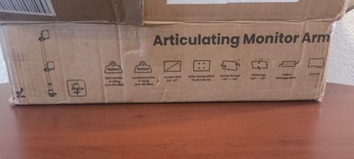 Articulating Dual Monitor Arm 75/100 mm VESA Desk Mount White New/ Open Box