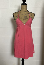 Victorias Secret Womens Lace Babydoll Slip Dress Small Pink Halter Coquette Y2K