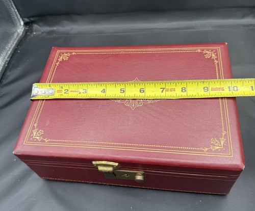 Joyero musical vintage Thorens SIEMPRE Suiza terciopelo rojo cuero sintético - Imagen 10 de 10