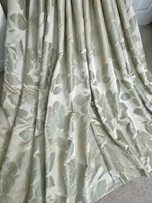 Shimmery Beige Pale Green Floral Jacquard Pencil Pleat Curtains 66"W X 72"Long