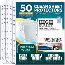 Sheet Protectors for 3 Ring Binder, 50 Pack 8.5 x 11 centimeters, Clear