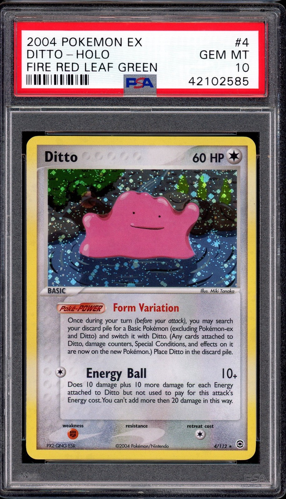 2004 Pokémon EX Fire Red & Leaf Green Ditto Holo #4 PSA 10 GEM MINT