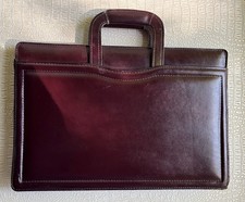 VTG Legal Size Real Leather Portfolio Attache Case Oxblood Retractable Handles