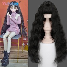 Yutotue Dolls Black Long Curly Hair with Bangs Wigs for 1/3 1/4 1/6 BJD Doll Toy