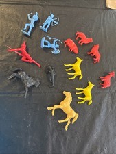 1950-60  s Plastic Farm Animals  Indians Small Play Toy Figurines 13 Pc Lot