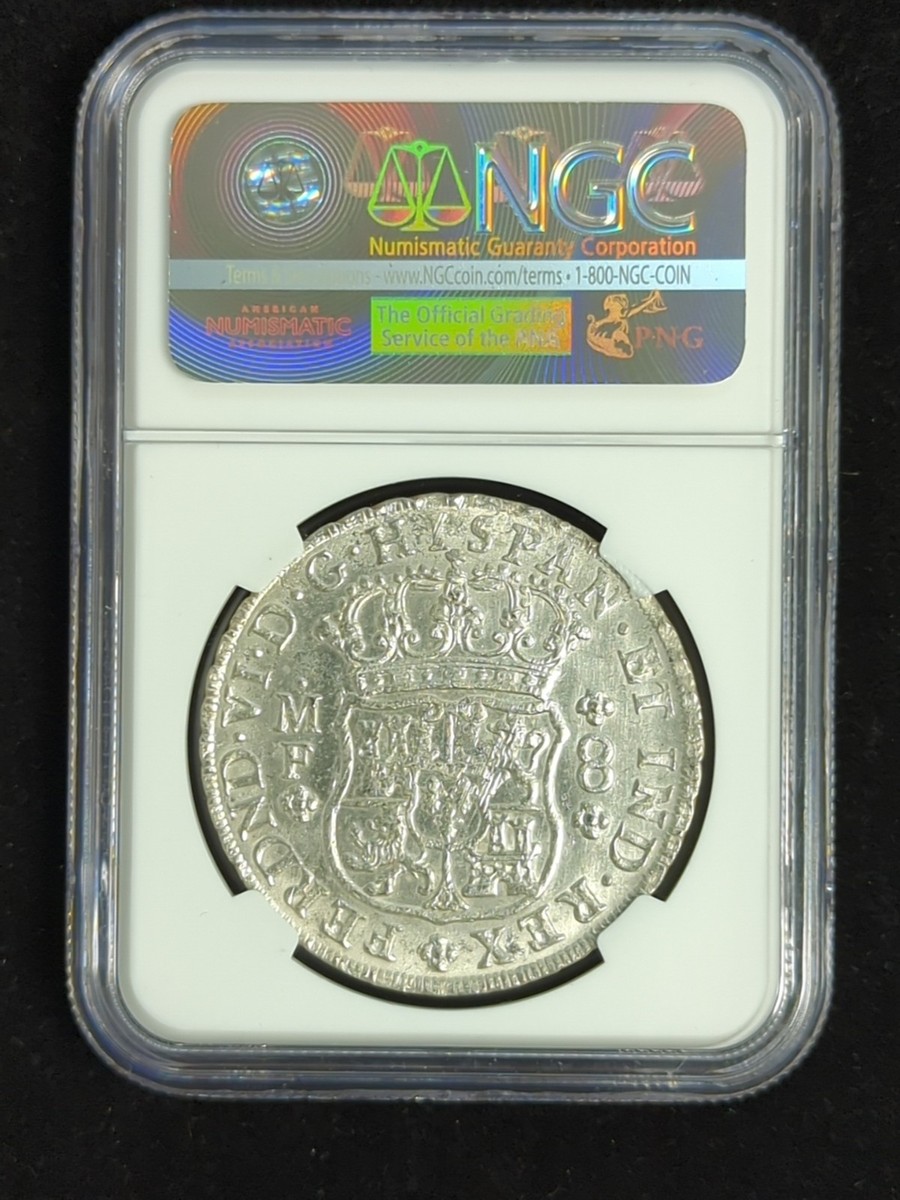 1754 MO MF Mexico 8 Reales NGC MS62 Same Crowns Pillar Dollar
