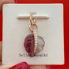 New 925 sterling silver Pink Murano Glass Leaf Charm 388258PMU