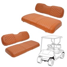 SAMXOMAP Golf Cart Seat Covers Front Rear Brown 4PCS for EZGO TXT 1994-2013