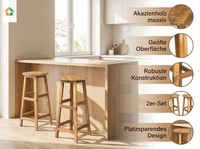 2Er-Set Barstuhl Aus Akazienholz, Ca. 34 X 34 X 76 Cm - Braun