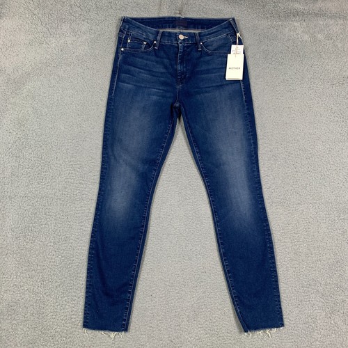 Mother Looker Ankle Fray Jeans Women's 27 Fast Times Blue Denim NWT $228