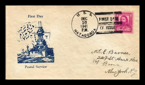 US COVER USS MATAGORDA NAVAL CANCEL FIRST DAY POSTAL SERVICE