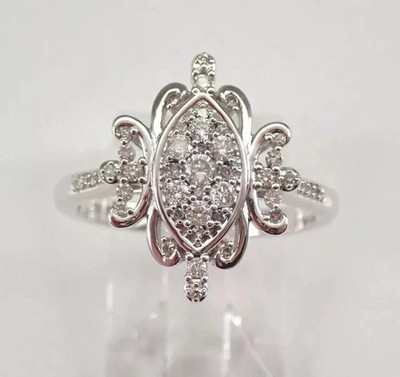 2ct Round Cut Lab-Created Diamond Cluster Engagement Rings 14K White Gold Plated