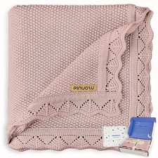 100 Cotton Knitted Baby Blanket Dusty Rose Newborn 40x31 Inch Nursery