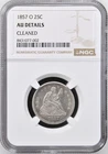 1857-O Seated Liberty Quarter NGC AU Details. Very Nice coin! Fresh Holder!