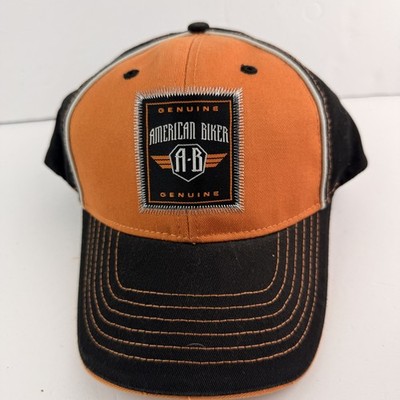 American Biker Hat Orange Genuine Orange Cap Hat Adjustable Hat Orange Adult Hat