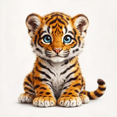 Beautiful Digital Photo of Cute Baby Tiger | Adorable Wildlife Art Download
