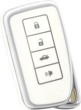 for Lexus Key Fob Cover, Soft TPU Protection Case Shell Silver White