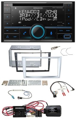 Kenwood CD 2DIN DAB USB Lenkrad Bluetooth Autoradio für Opel Corsa D matt-chrom
