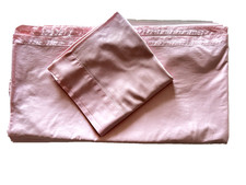 2-Pc Pink Flat Sheet Queen Flat 91W x 99L 1 Std Pillowcase 100 Cotton Percale