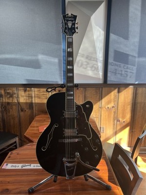 D'Angelico Excel EX-175 Electric Guitar with Bigsby in Black with Hardshell Case