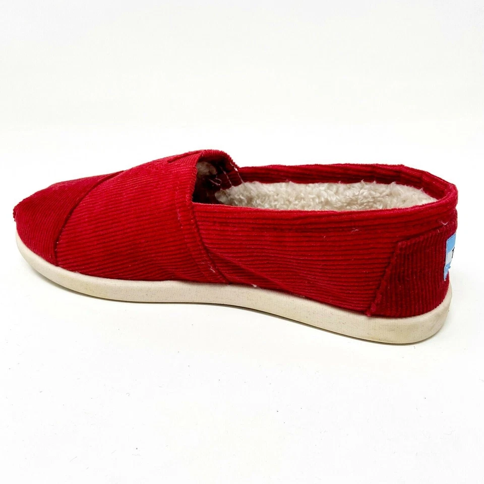 Zapatos planos informales de lona sin cordones Toms Classics Red Cord para jóvenes Foto 3 de 4