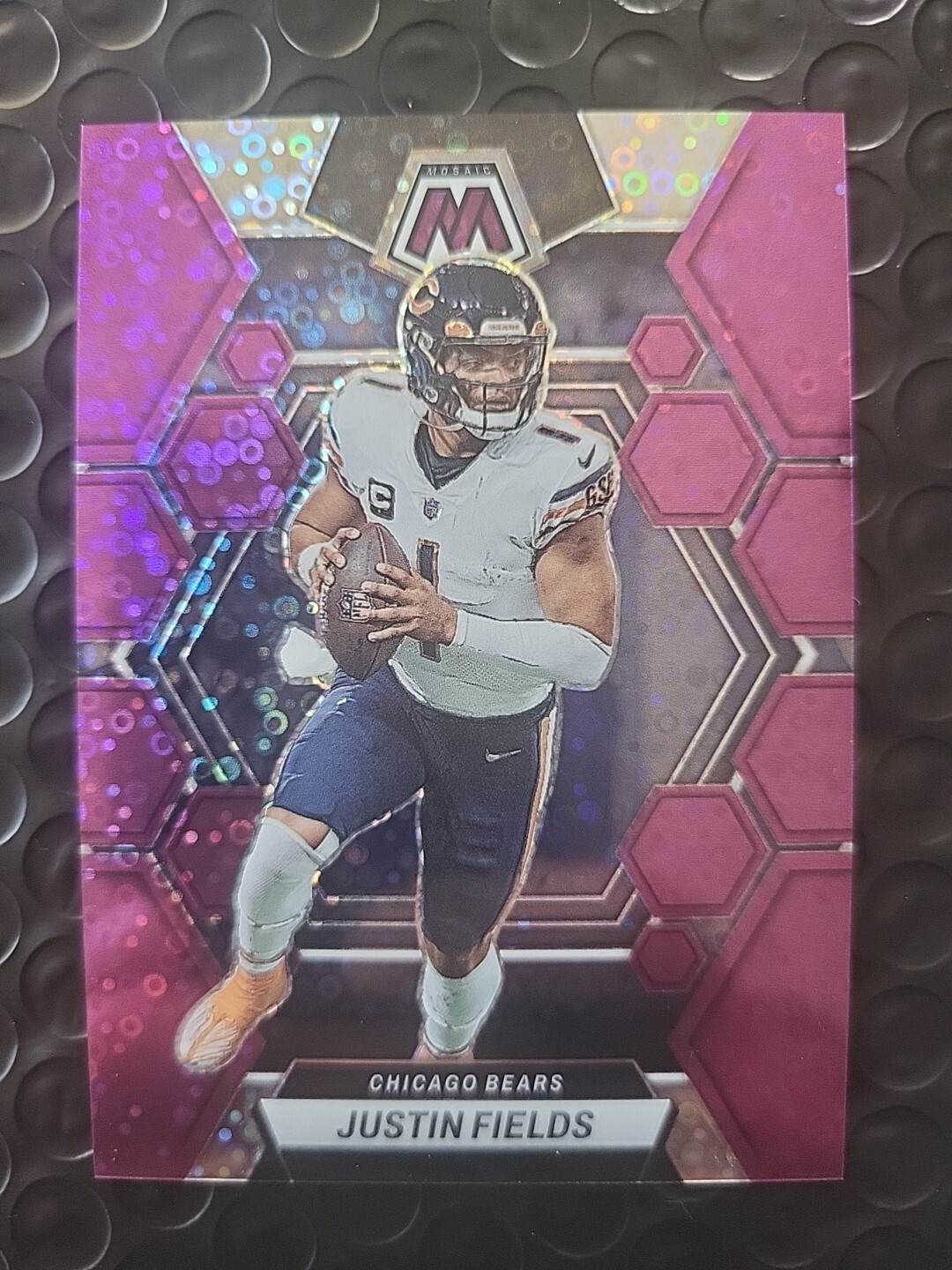 2023 Mosaic Justin Fields Purple Disco 15/50 #33 (Bears)