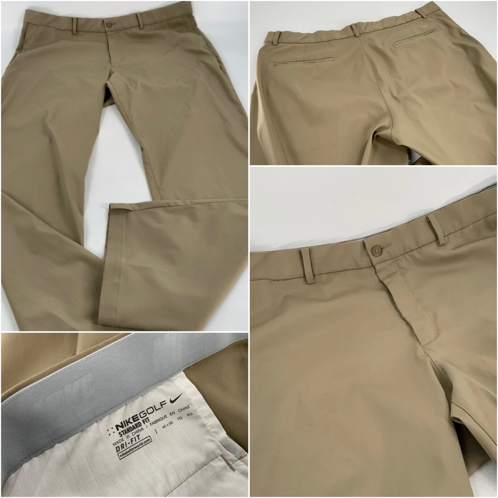 Nike Golf Pants Men’s 40x31 Tan Poly Lycra Flat Front Standard Fit YGI A3-326