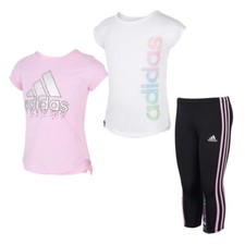 adidas Kids' 3-piece Set, Purple and White, Size 3T-7T, Free Shipping