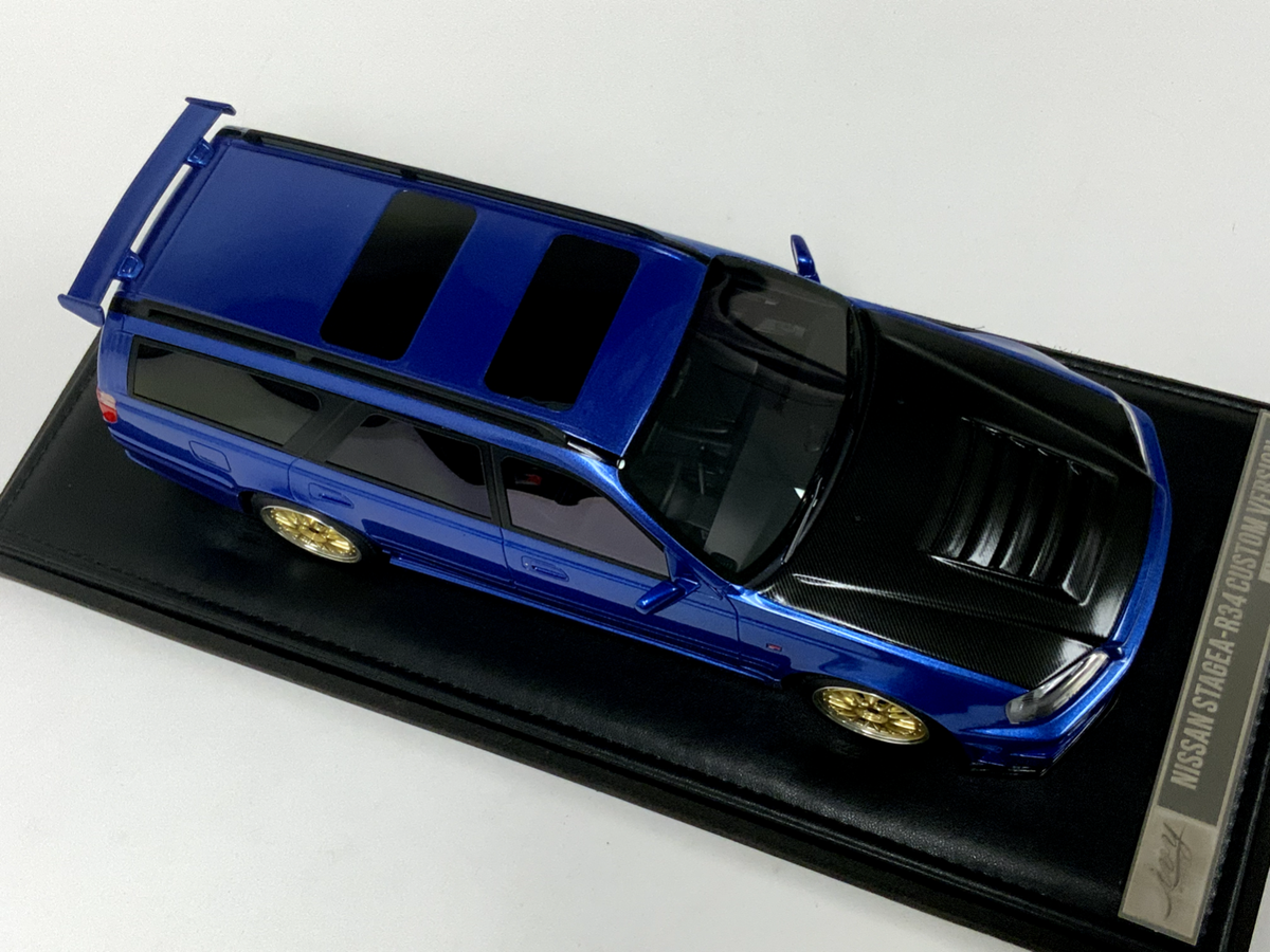 1/18 IVY Models Nissan R34 Stagea Custom Version Wagon Blue Carbon