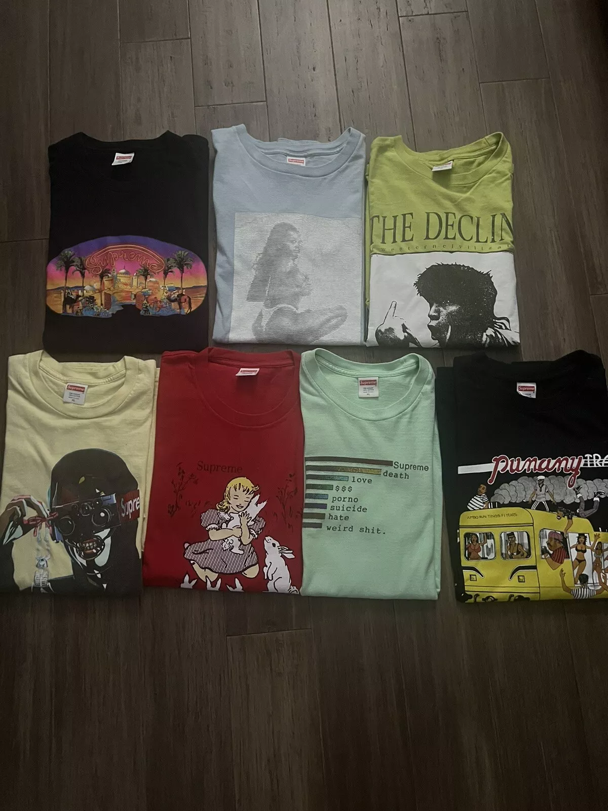 LOT DE 7 T SHIRT SUPREME TAILLE XL GRANDS STYLES COULEURS SAISONS