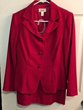 TALBOTS Petites NWOT 2 Piece Red Career Blazer Skirt Suit both size 8P