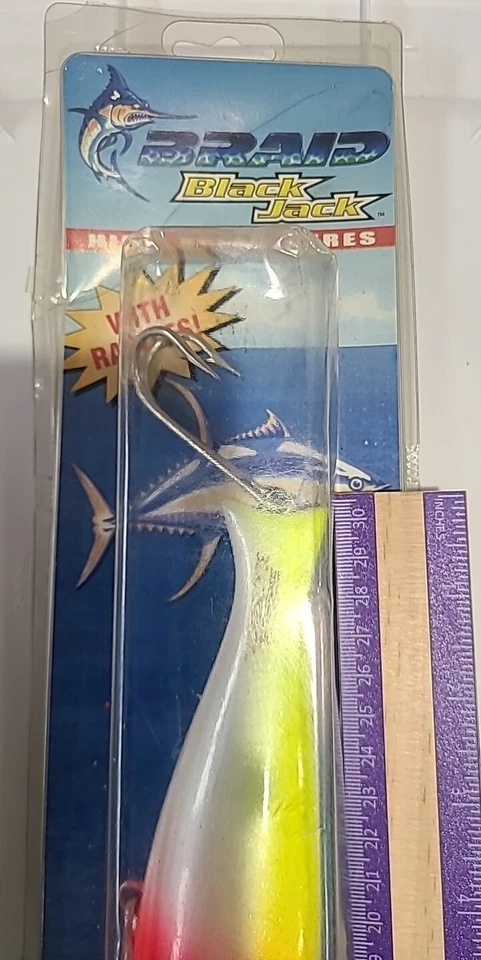 Señuelo de arrastre trenzado de alta velocidad de atún de agua salada Wahoo mero 6,5" caballa negra  Foto 3 de 4