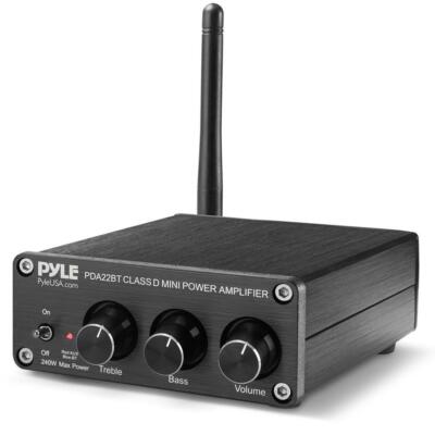 Pyle PDA22BT Desktop Bluetooth Audio Amplifier - Compact Mini Blue Series Stereo