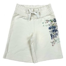 MINOR DEFECT Polo Ralph Lauren Girl's Graphic Print Sweat Shorts - Cream - S 7