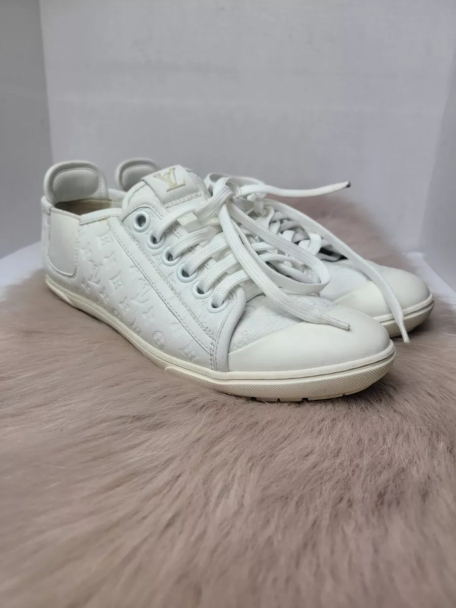 Louis Vuitton White Calfskin Embossed Monogram Toucan Sneakers Size 36 EUR  6 US