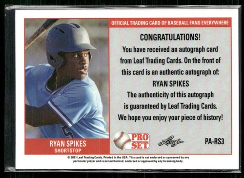 Ryan Spikes 2021 Leaf Pro Set Red Auto - Picture 2 of 2