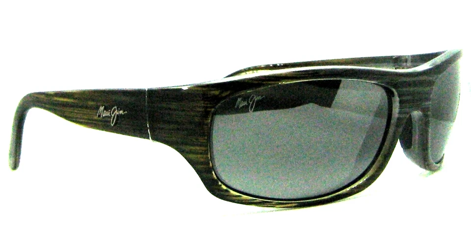 Gafas de sol y estuche Maui Jim Kaiwi Channel polarizadas envolventes grises grano madera como nuevas Foto 2 de 4