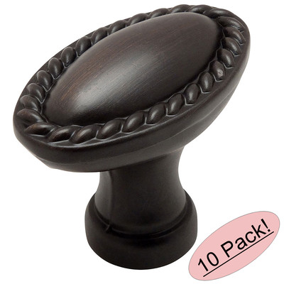 *10 Pack* Cosmas Cabinet Hardware Oil Rubbed Bronze Oval Knobs #4116ORB