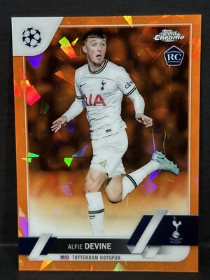 2022-23 Topps Chrome Sapphire UCC Tottenham Rookie RC Alfie Devine Orange /50
