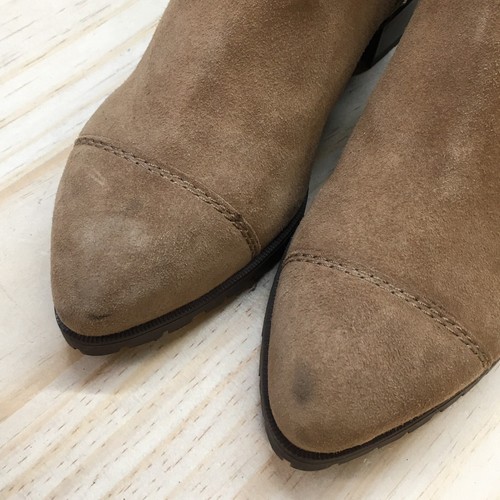 Nine West Boots Womens 5 M Lay It Out Cap Toe Ankle Bootie Brown Suede Leather - Picture 6 of 18