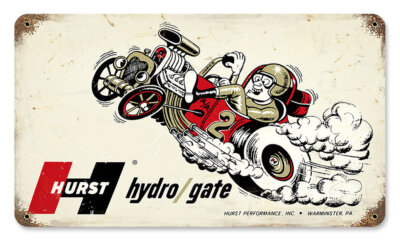 Original HURST Floor Shift Hydro Gate Drag Race US Retro Sign Blechschild Schild