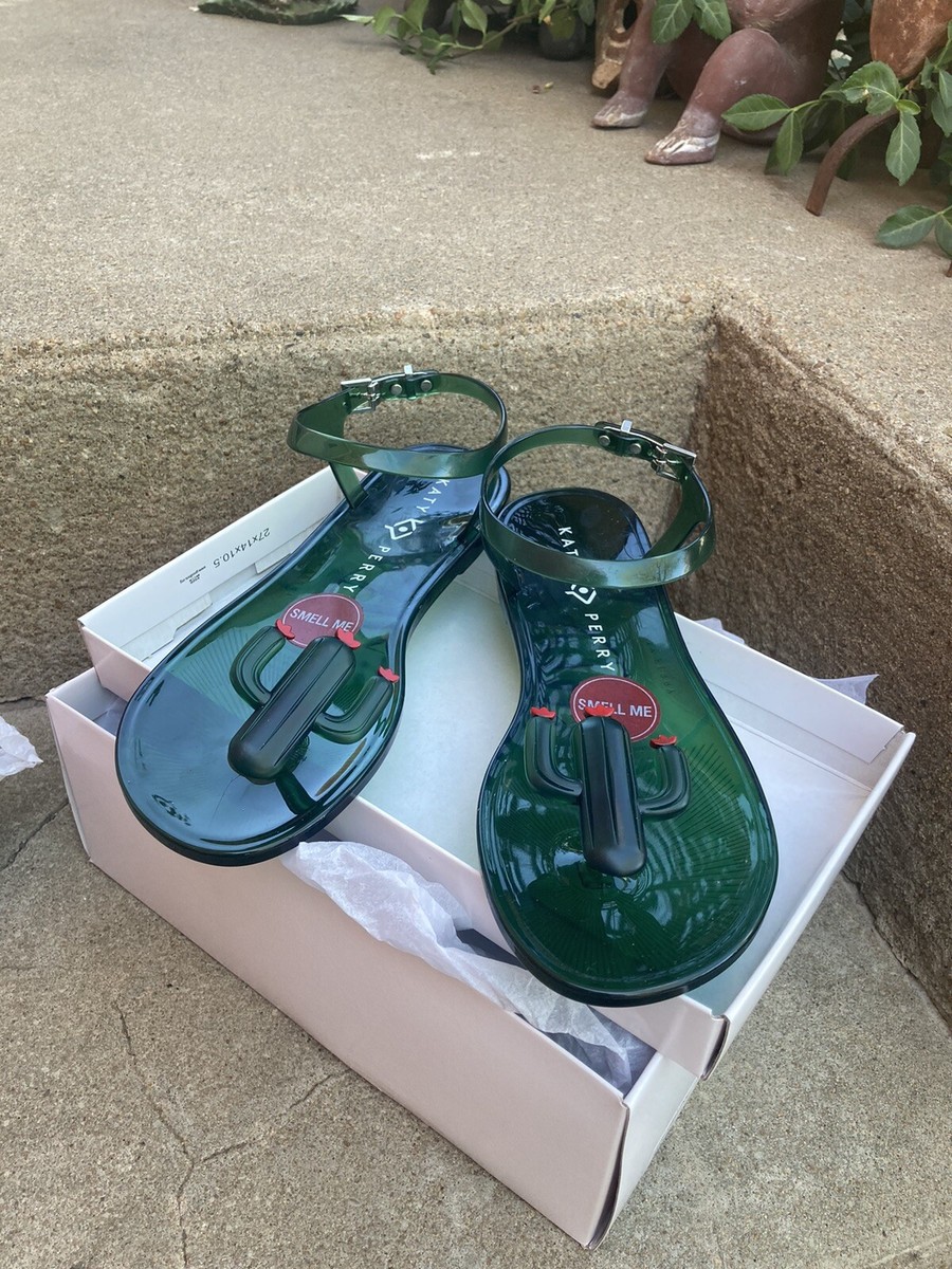 Katy Perry Green Jelly Cactus flat Sandals Size 6M (New in Box) Brand New