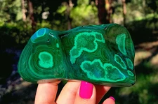 Polished Malachite Freeform From Congo 12.4 Cm's