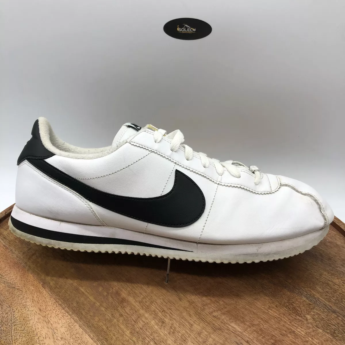 Buy the Nike Cortez Basic Leather White/Black Casual Shoes Size