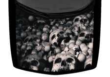 Realistic Skulls Pile Grunge Truck Hood Wrap Vinyl Car Graphic Decal Grayscale