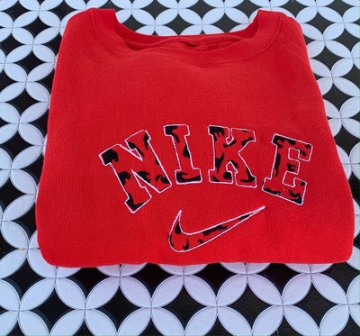 Red vintage nike cow print crewneck 