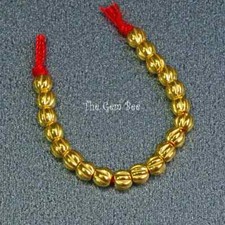 18k Solid Yellow Gold 3.2mm Pumpkin Spacer Findings Beads 2.3 INCH Strand 20 